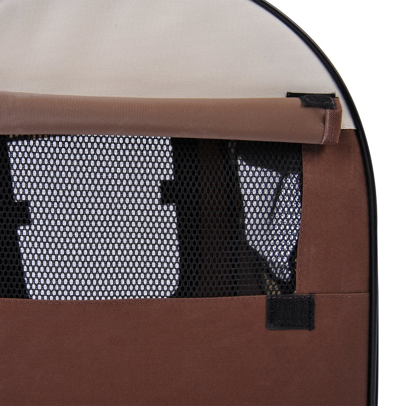 Brown Fabric Pet Crate, 46x36x41 cm - Foldable & Soft