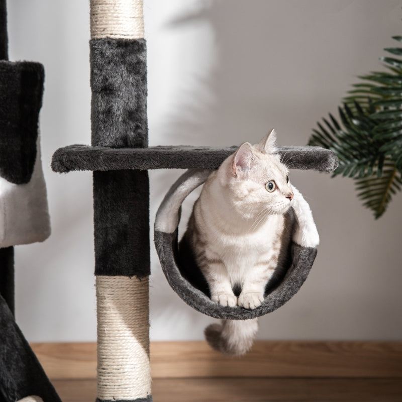 Adjustable Dark Grey Cat Tree for Indoor Cats, 240-260cm