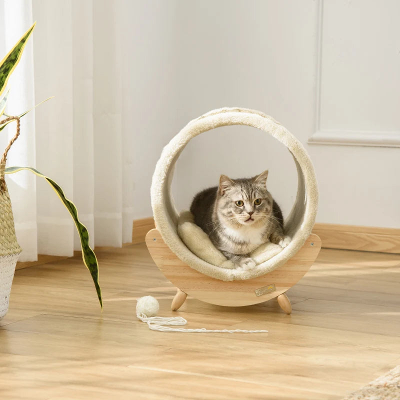 Khaki Cat House with Scratcher & Soft Cushion, 41 x 38 x 43 cm