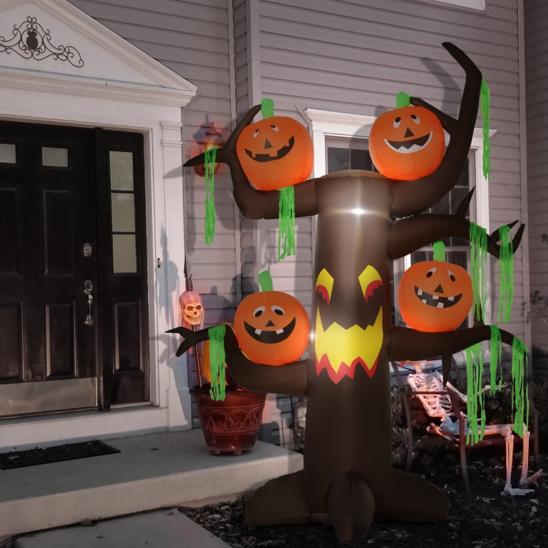 Spooky 2.4m Halloween Inflatable Ghost Tree with Pumpkins & LEDs