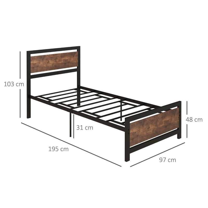 Black Metal Single Bed Frame with Storage Space