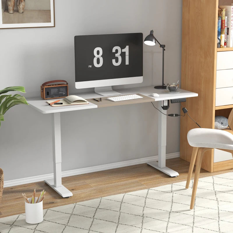 White Adjustable Electric Standing Desk with LED Display - 72-116cm