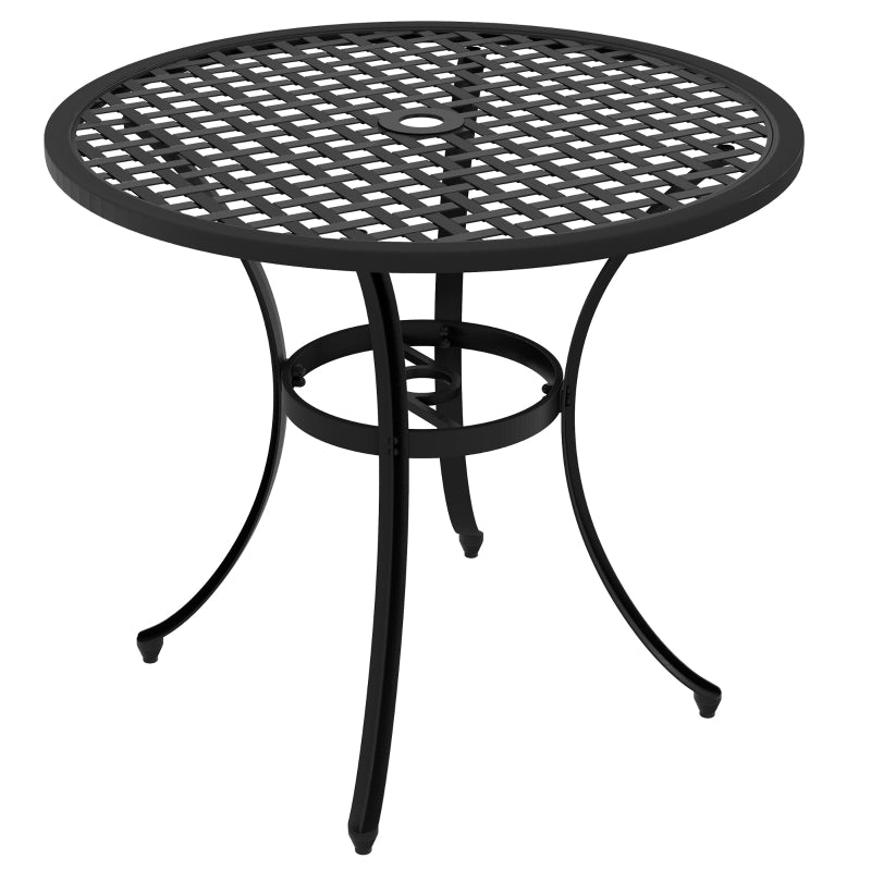 Round Aluminium Outdoor Table with Parasol Hole - Grey