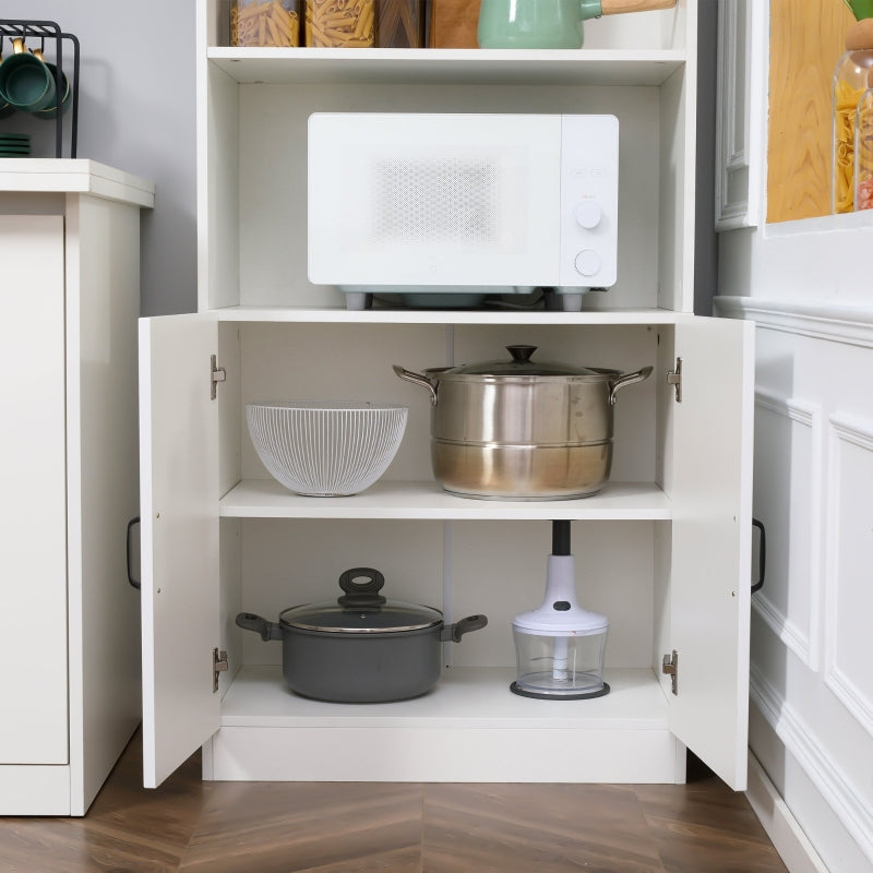 White 5-Tier Kitchen Storage Cabinet with Adjustable Shelf