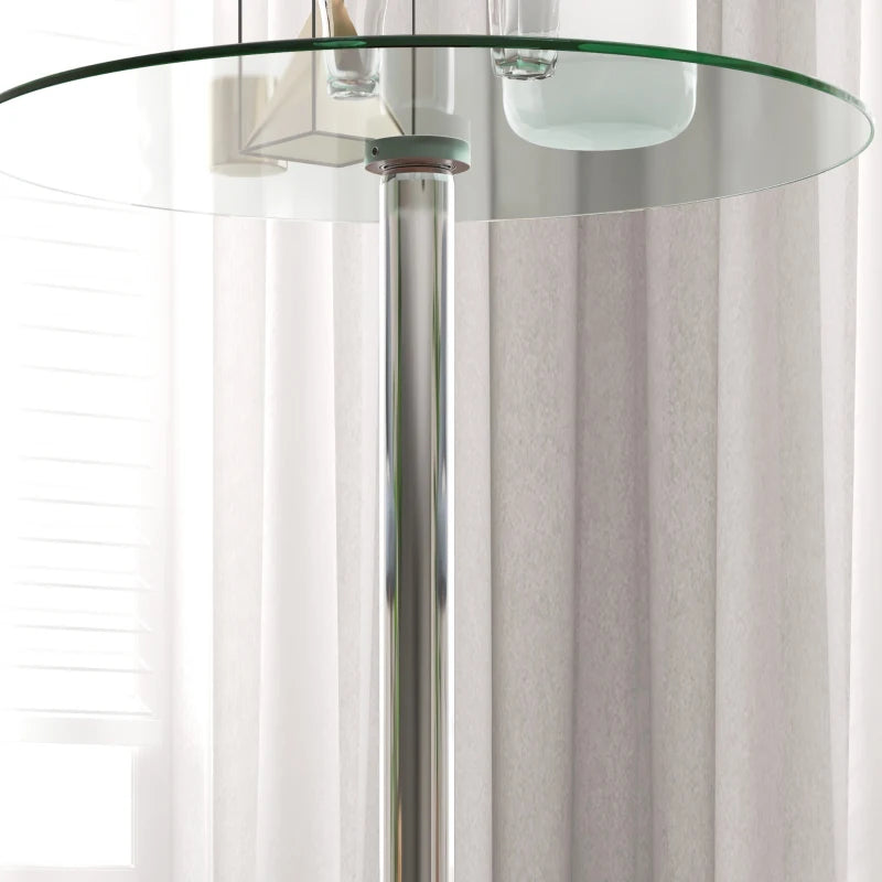 Clear Glass Round Bar Table with Steel Base