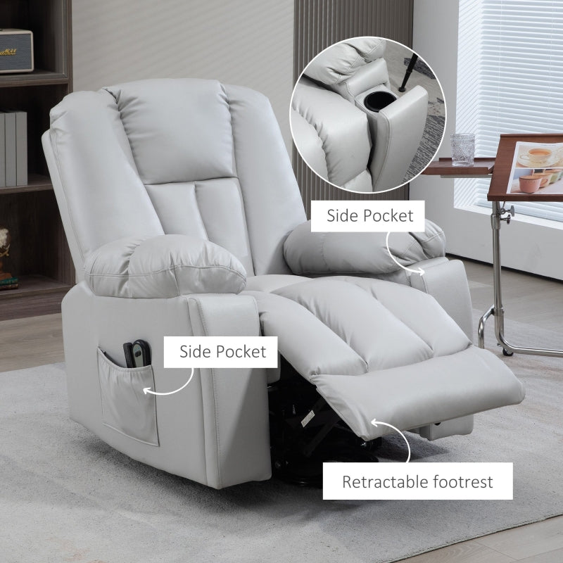 Light Grey Massage Recliner Chair with Heat and 8 Massage Points