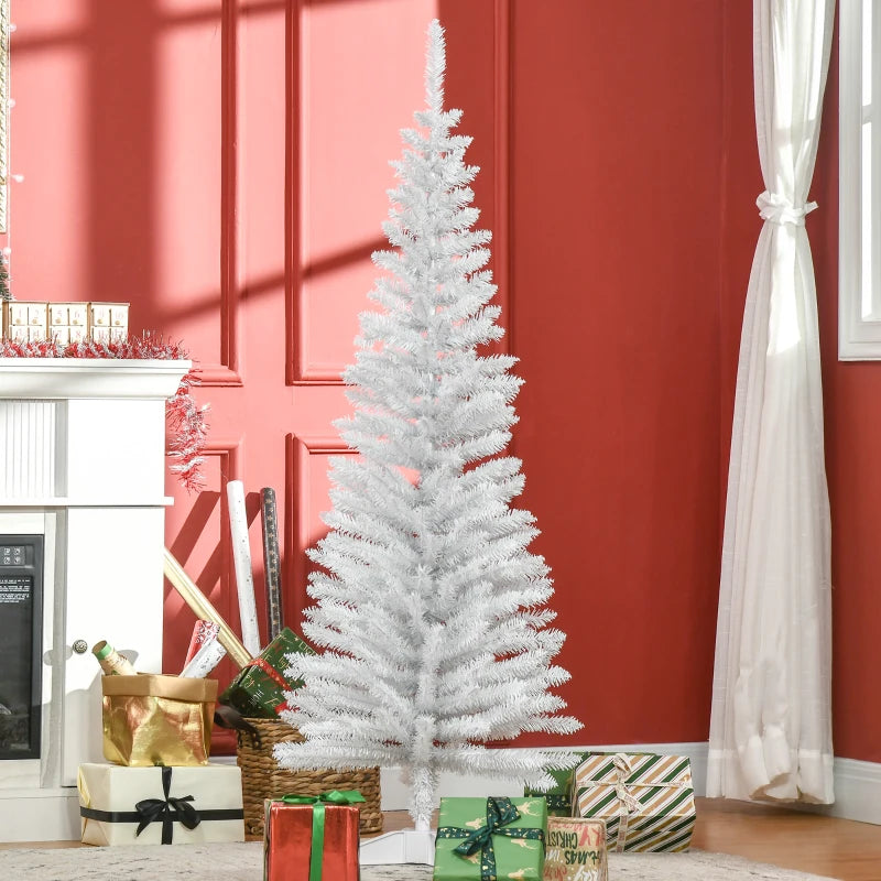 5ft White Pencil Slim Artificial Christmas Tree with Stand