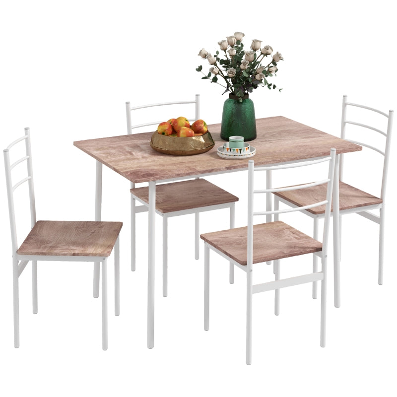5-Piece Compact Brown and White Dining Set