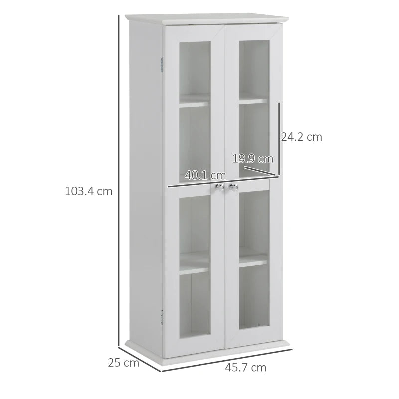White 4-Tier CD Storage Cabinet - Holds up to 100 CDs, Modern Bookcase with Magnetic Doors