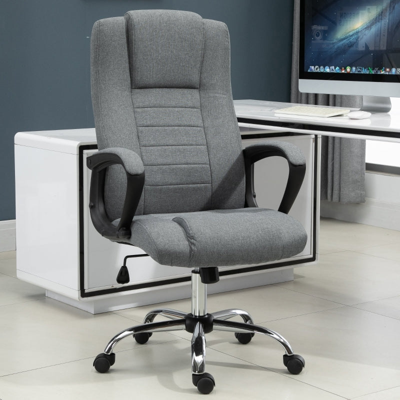 Grey Linen Swivel Office Chair with Adjustable Height