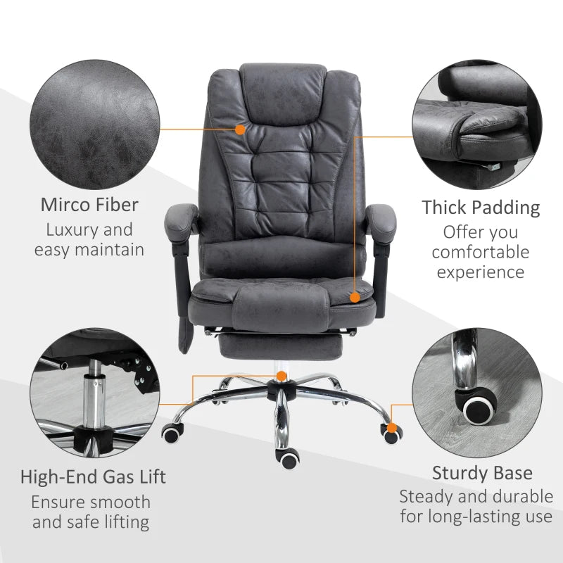 Dark Grey Heated Massage Office Chair with Footrest