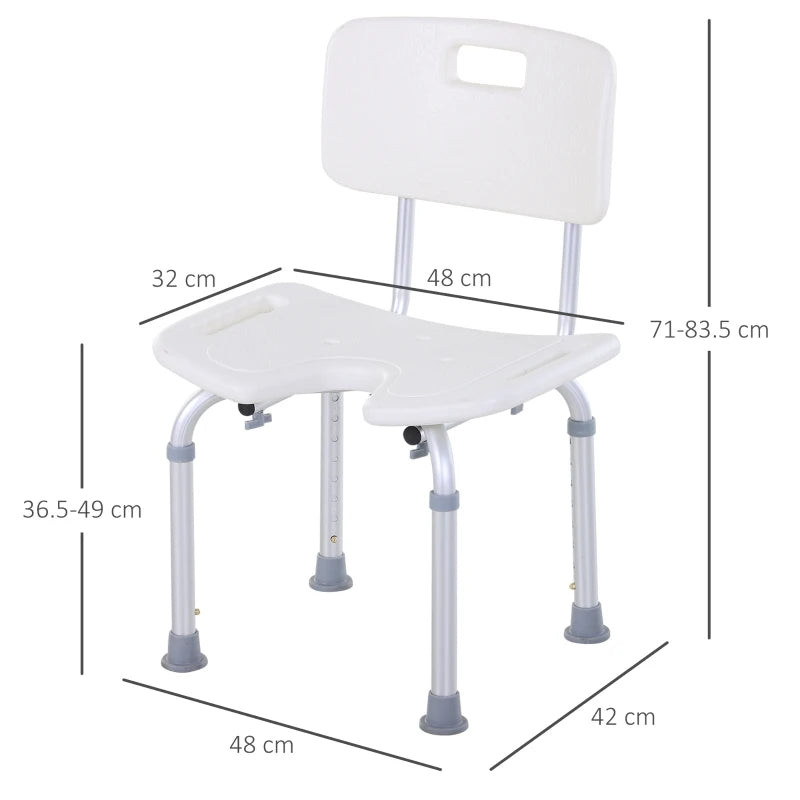 Adjustable Aluminum Bath Stool - White