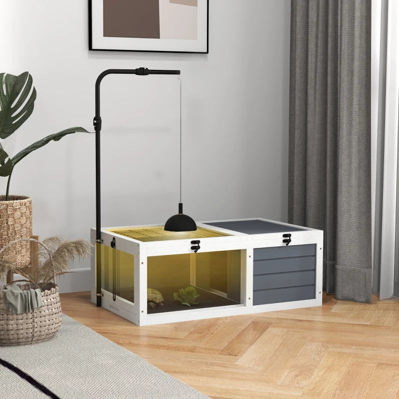 Grey Tortoise Table with Adjustable Lamp Holder and Pull-Out Trays