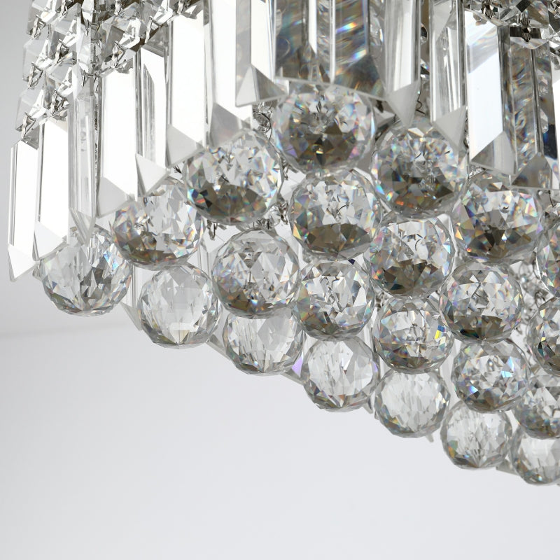 Silver Square Crystal Ceiling Light Fixture