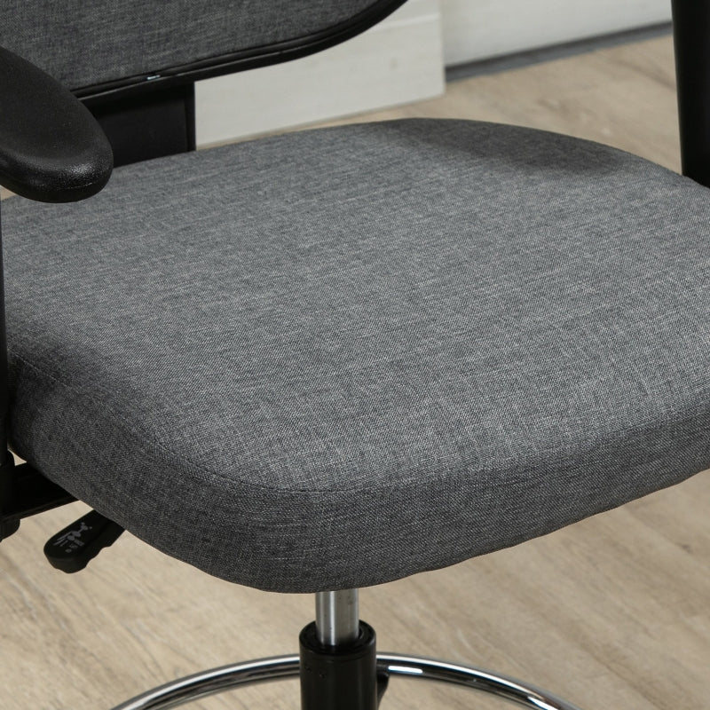 Grey Ergonomic Drafting Office Chair with Adjustable Height and Foot Ring