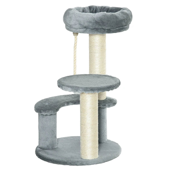 Grey 65cm Cat Tree with Sisal Scratching Posts and Perches