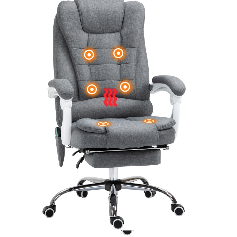 Grey Heated Massage Office Chair with Footrest