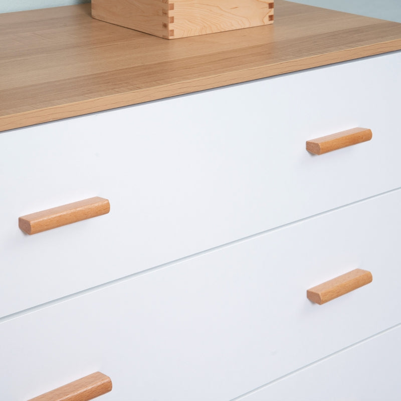 3-Drawer White and Natural Bedroom Storage Cabinet