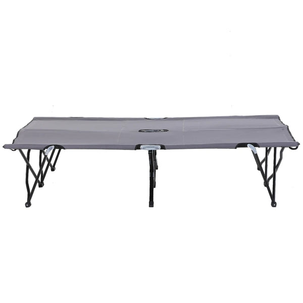 Double Camping Cot Bed with Bag - Grey