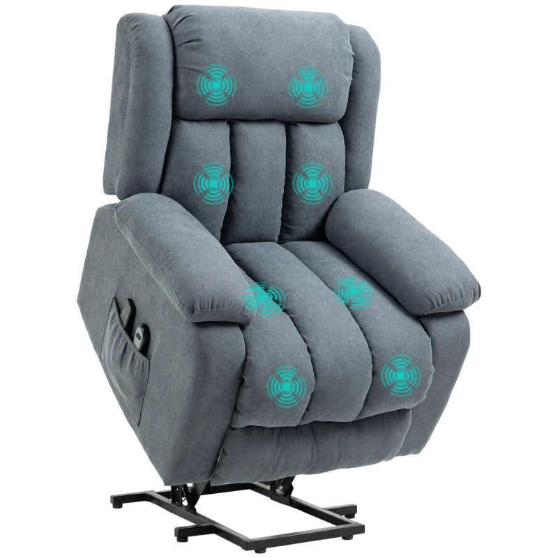 Dark Grey Elderly Recliner Chair with Massage and Lift Function