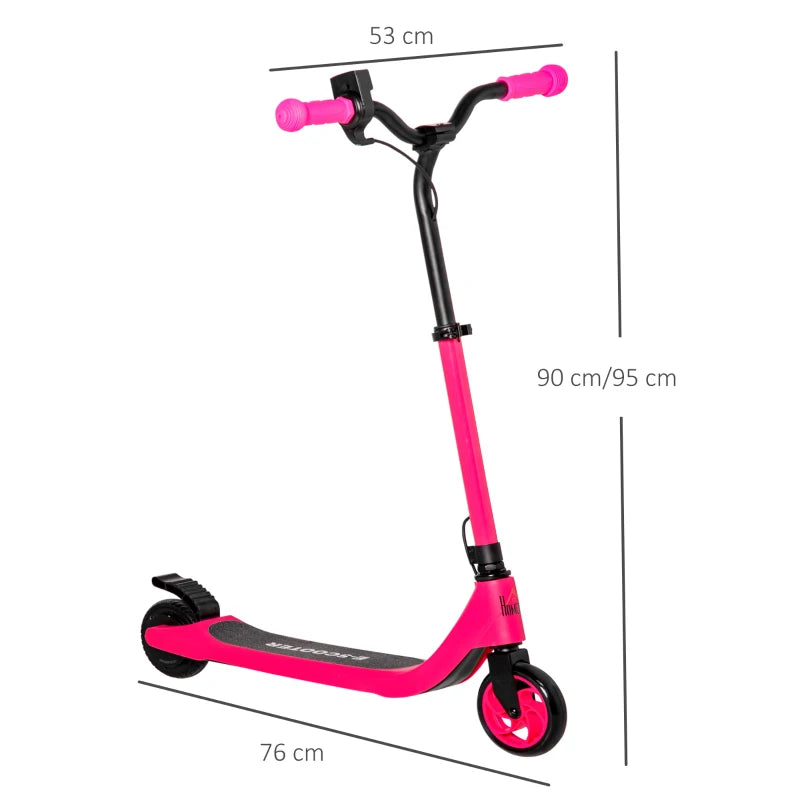 Electric Scooter with 120W Motor, Battery Display, Adjustable Height, Rear Brake - Pink