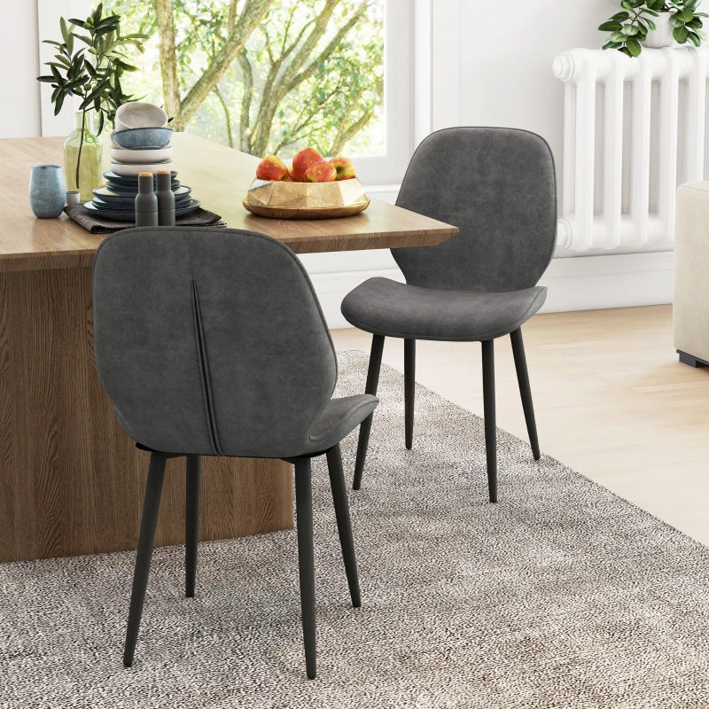 Grey Velvet Dining Chairs, Set of 2 with Metal Legs for Living Room