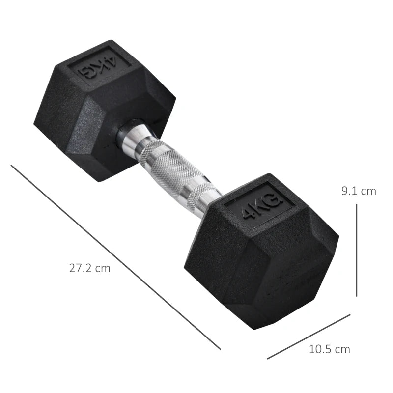 Black 2x4kg Hex Dumbbell Set for Home Gym Fitness