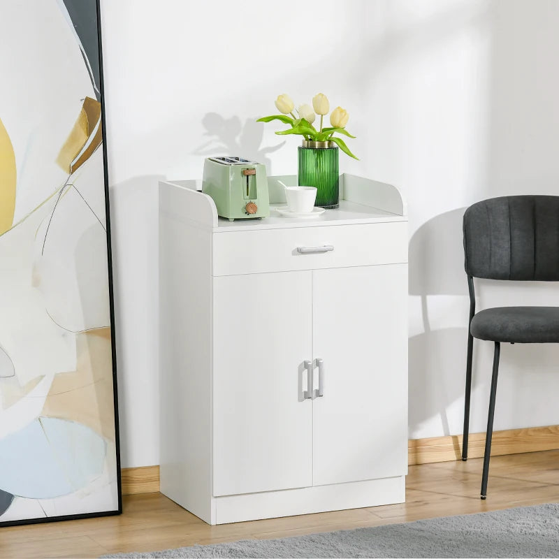 White Modern Storage Cabinet with Drawer and Shelf