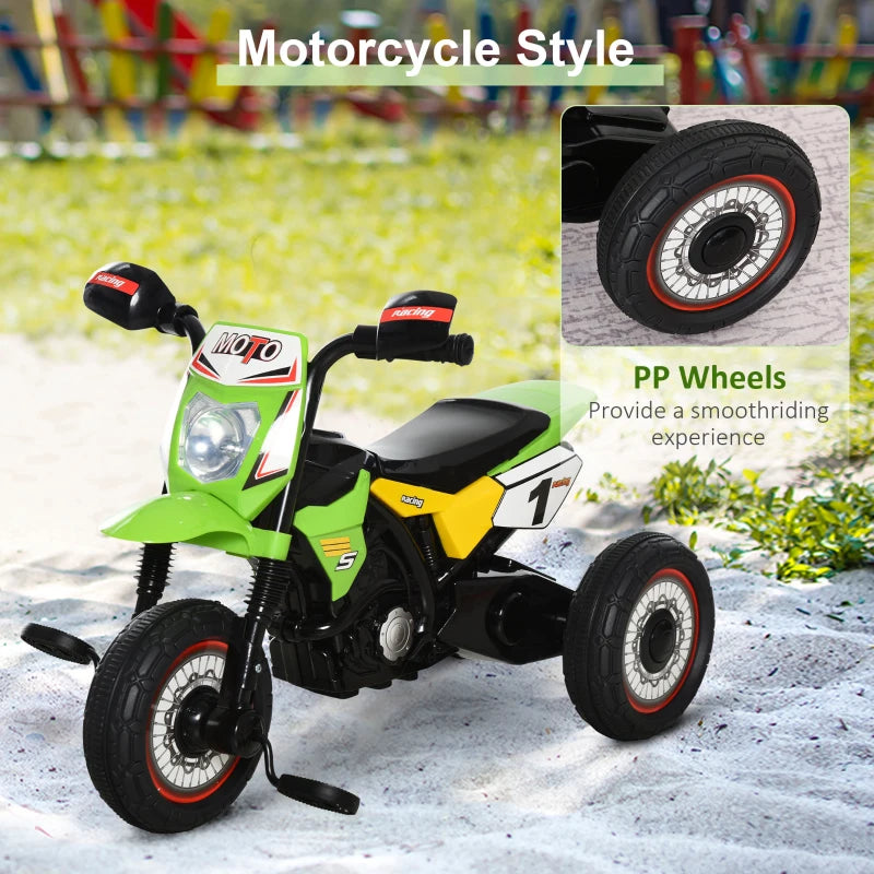 Green Toddler Pedal Motorcycle Tricycle with Music & Lights