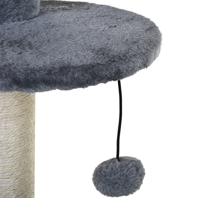 Grey Cat Tower Condo with Scratching Posts and Toys