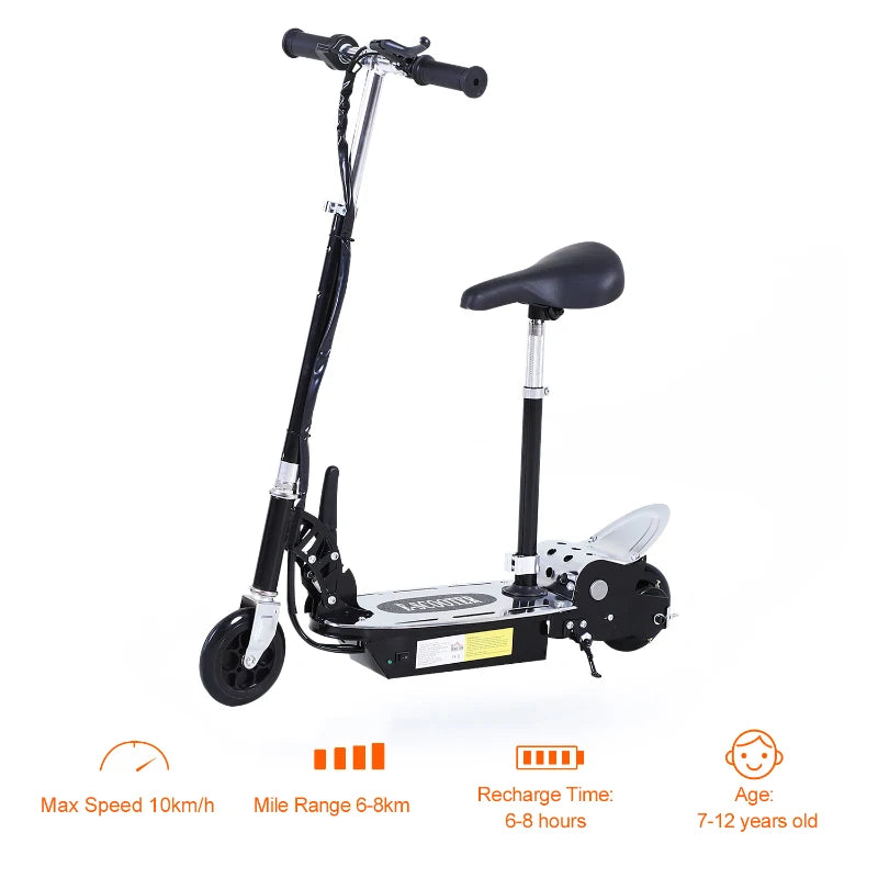 Foldable Electric Scooter with Rechargeable Battery - Black