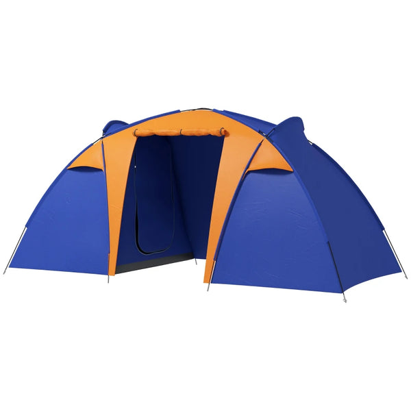 6-Person Waterproof Tunnel Camping Tent with 2 Bedrooms and Porch, Blue