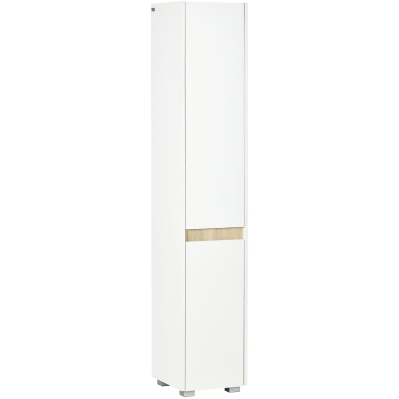 White Tall Bathroom Storage Cabinet with Adjustable Shelves