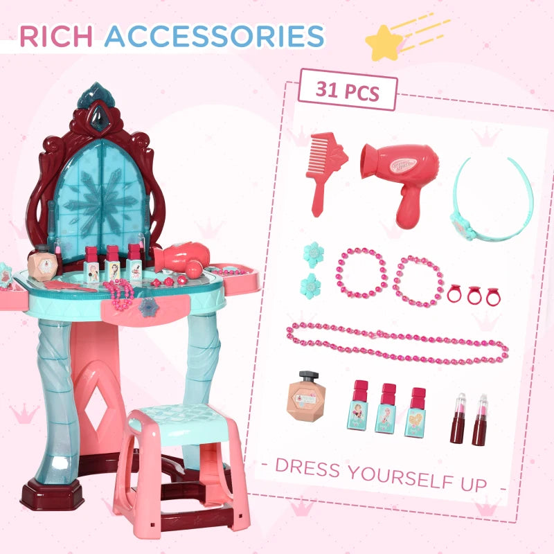 Magical Princess Dress-Up Set with Mirror, Light, and Sound - Pink/Blue