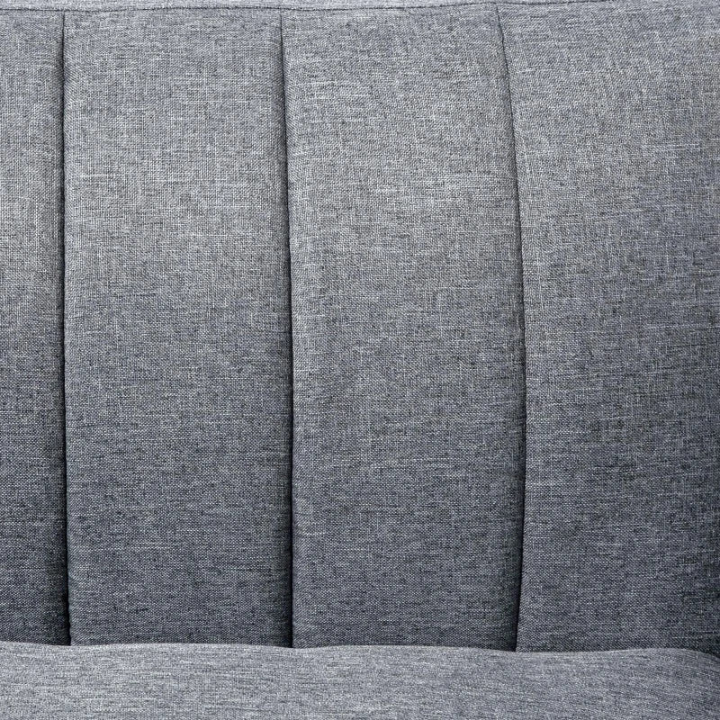 Grey Convertible Linen Fabric Sofa Bed with Adjustable Backrest
