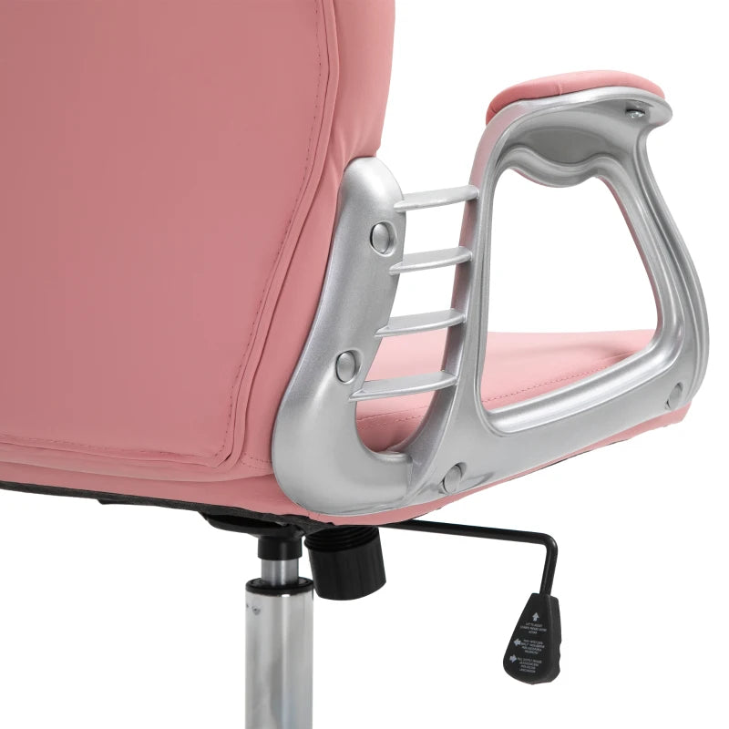 Vinsetto Pink Ergonomic Office Chair with Swivel Base & Castor Wheels