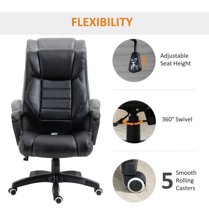 Black High Back Executive Office Chair with Vibration Massage