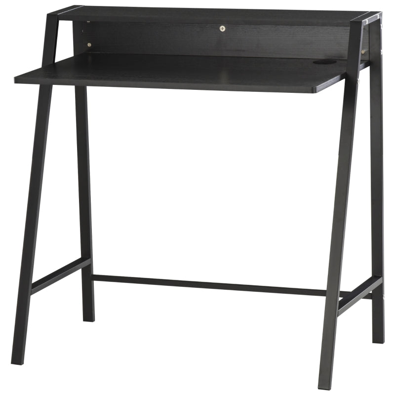 Black Home Office Writing Desk with Storage Shelf 84x45cm