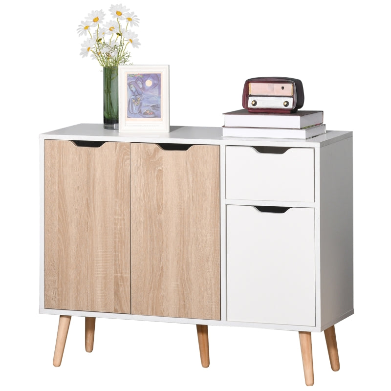 Natural Wood Sideboard with Drawer for Bedroom, Living Room, Home Office