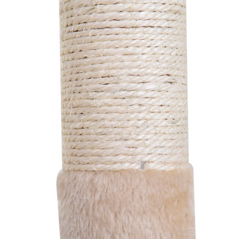 Beige Cat Tree with Scratching Posts and Hammock