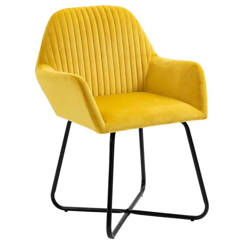 Yellow Modern Upholstered Armchair with Metal Base for Living Room