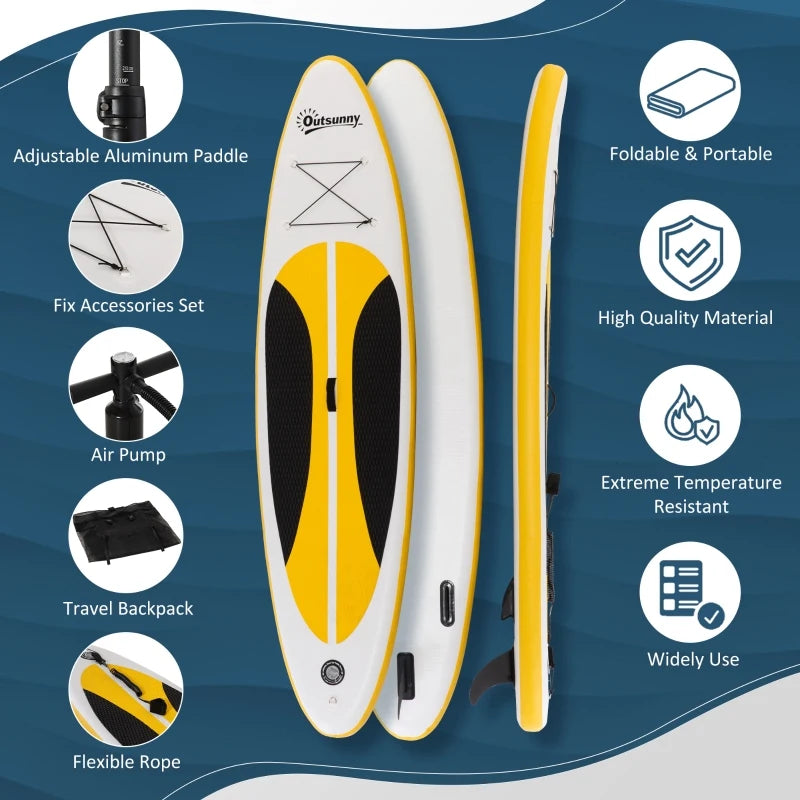 White Inflatable Stand Up Paddle Board Kit - Youth & Adult Beginners