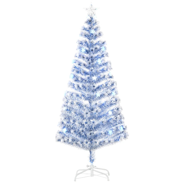 6ft Pre-Lit White Blue Fibre Optic Christmas Tree with LED Lights