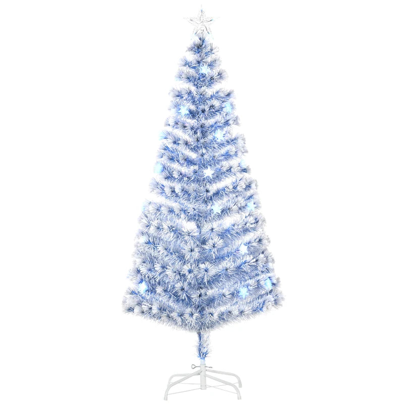 6ft Pre-Lit White Blue Fibre Optic Christmas Tree with LED Lights