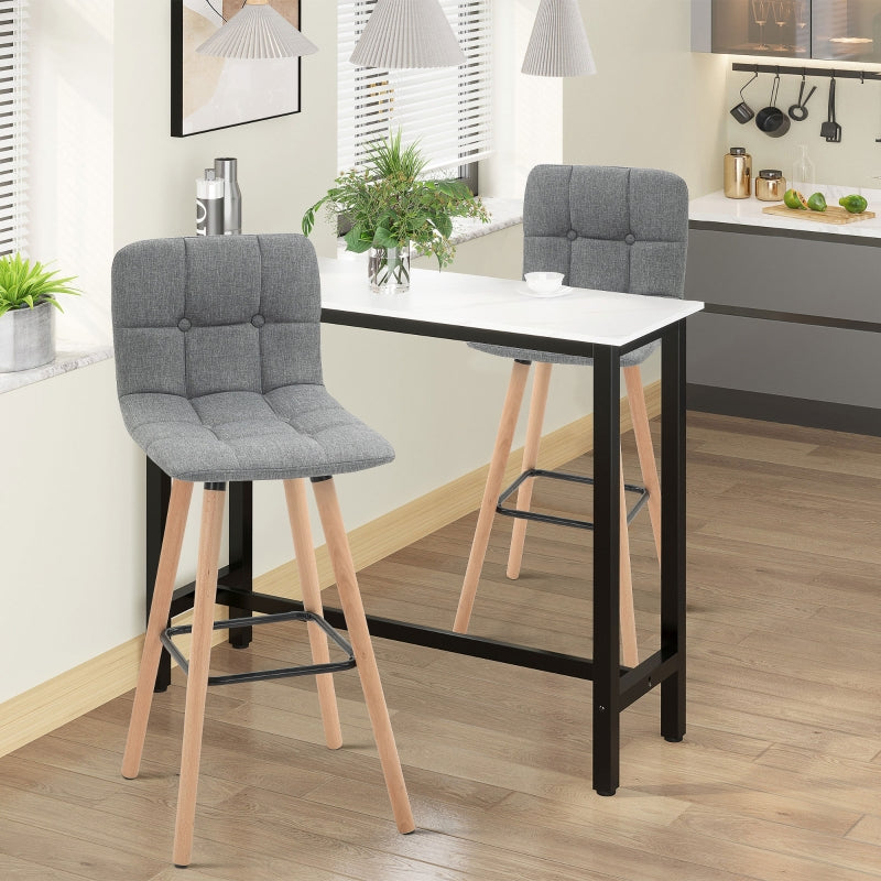 Grey Button-Tufted Counter Height Bar Stool Set of 2