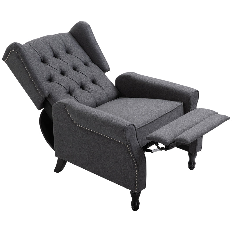 Dark Grey Reclining Wingback Armchair with Footrest