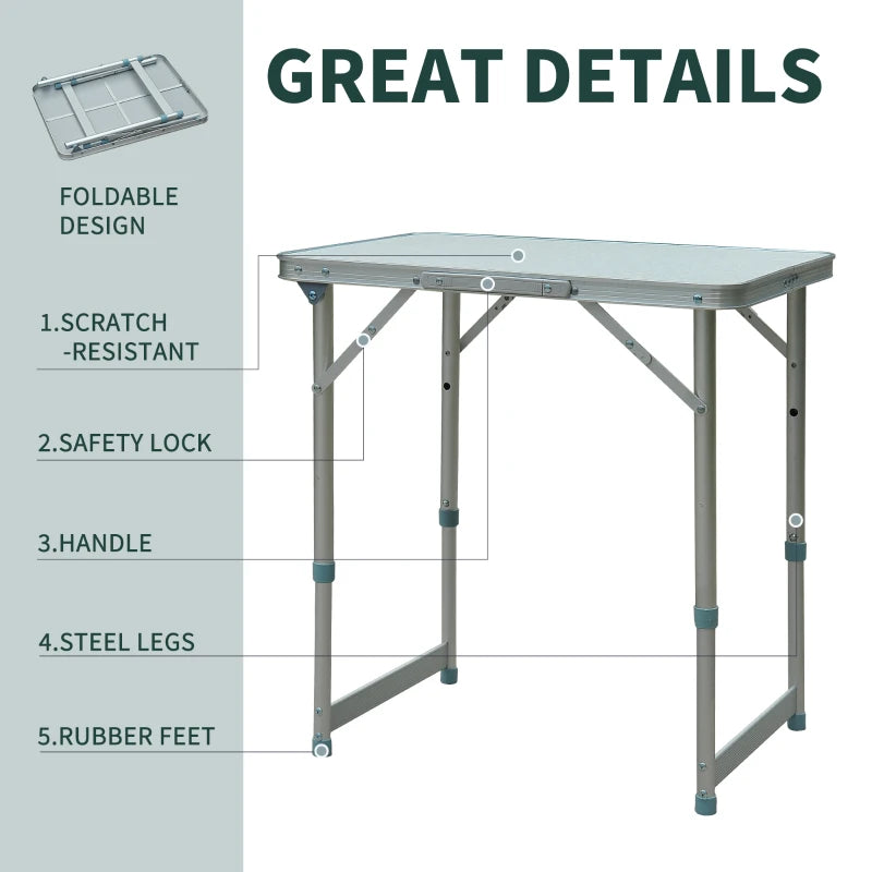 Silver Foldable Patio Picnic Table