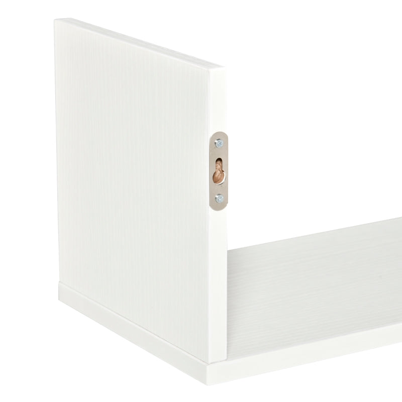 White Wooden U-Shaped Floating Shelves Set - Wall Mounted Storage Display