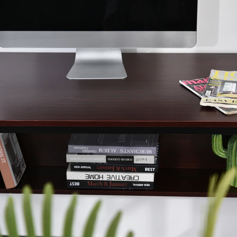 Brown Computer Desk with Storage Shelf, 120 x 60cm, Metal Frame