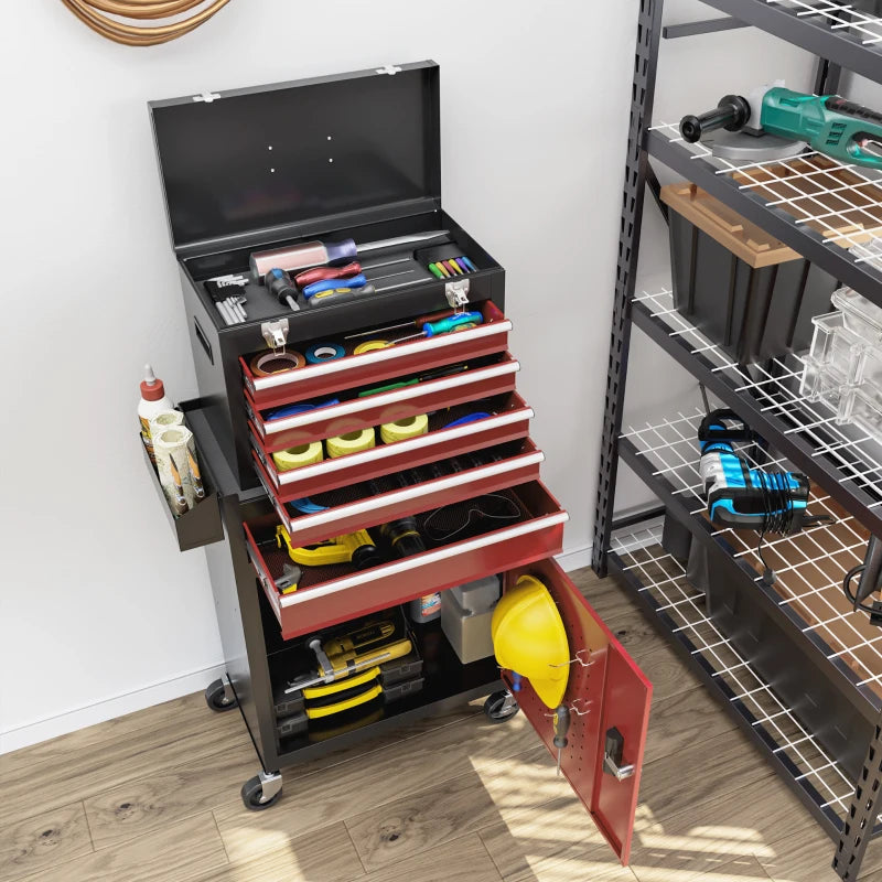 Black/Red Two-Part Tool Chest on Wheels